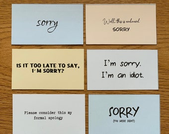 Druckbare Entschuldigung Mini Karten, 10er Set, Sofort download, Entschuldigung, Entschuldigung, Entschuldigung, sarkastisch, Entschuldigung, Entschuldigung (Set #2)