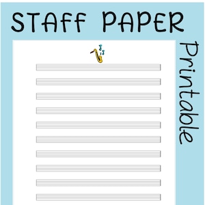 SAXOPHONE printable sheet music paper | instant download | blank staff paper | blank sheet music | blank music paper | PDF manuscript paper