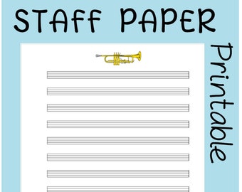 TRUMPET printable sheet music paper | instant download | blank staff paper | blank sheet music | blank music paper | PDF manuscript paper