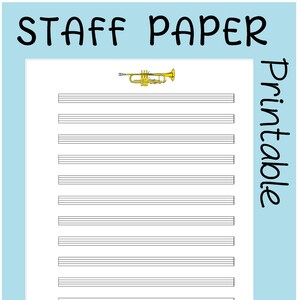 TRUMPET printable sheet music paper | instant download | blank staff paper | blank sheet music | blank music paper | PDF manuscript paper