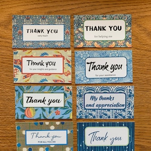 Afdrukbare DANK U-kaarten, set van 10, minikaarten, instant download, Bedankkaartenset, kleine kaart, minikaartenset, dankbaarheidskaarten (THKS4)