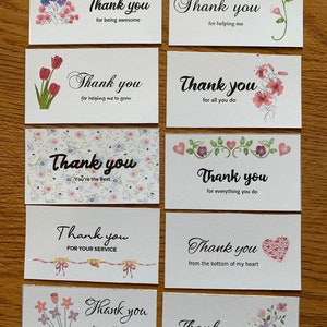 Cartes de remerciement imprimables, ensemble de 10, mini cartes, téléchargement instantané, carte de remerciement, petite carte, ensemble de mini cartes, reconnaissance des employés (THKS2)