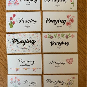 Printable PRAYING FOR YOU cards, set of 10 mini cards, instant download, floral, hearts, Christian printable, church minicard, encouragement
