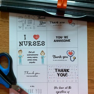 Printable NURSE Thank You Cards, Set of 10, Mini Cards, Instant ...