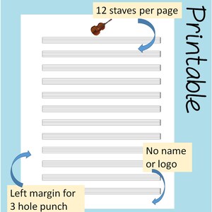 Double Bass Printable Sheet Music Paper | Instant Download | Blank ...