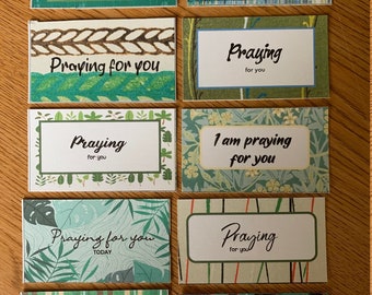 Printable Praying for You cards, set of 10, mini cards, instant download, foliage, neutral, Christian printable, church mini card