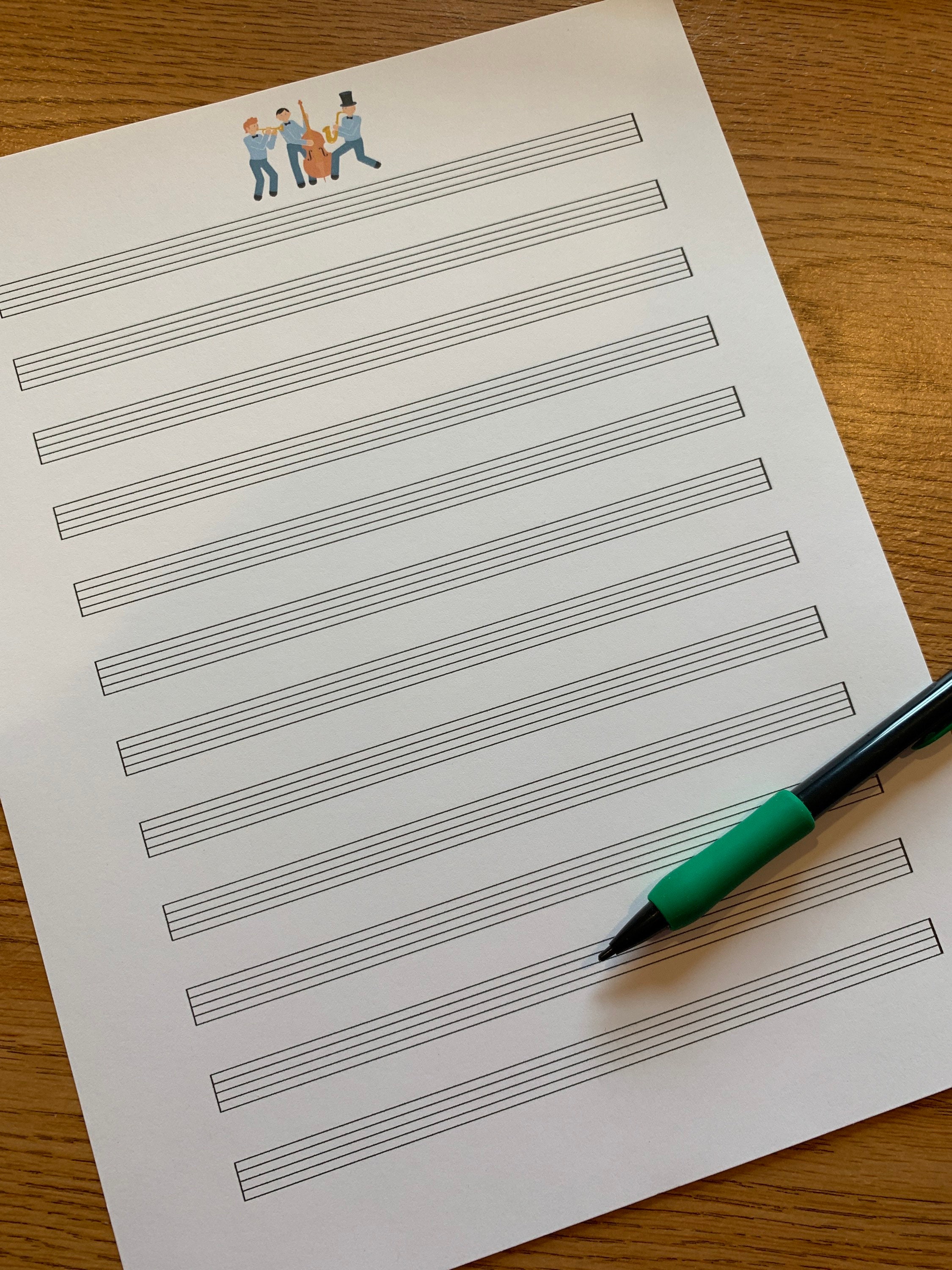 JAZZ BAND #1 Printable Sheet Music Paper | Instant Download | Blank ...