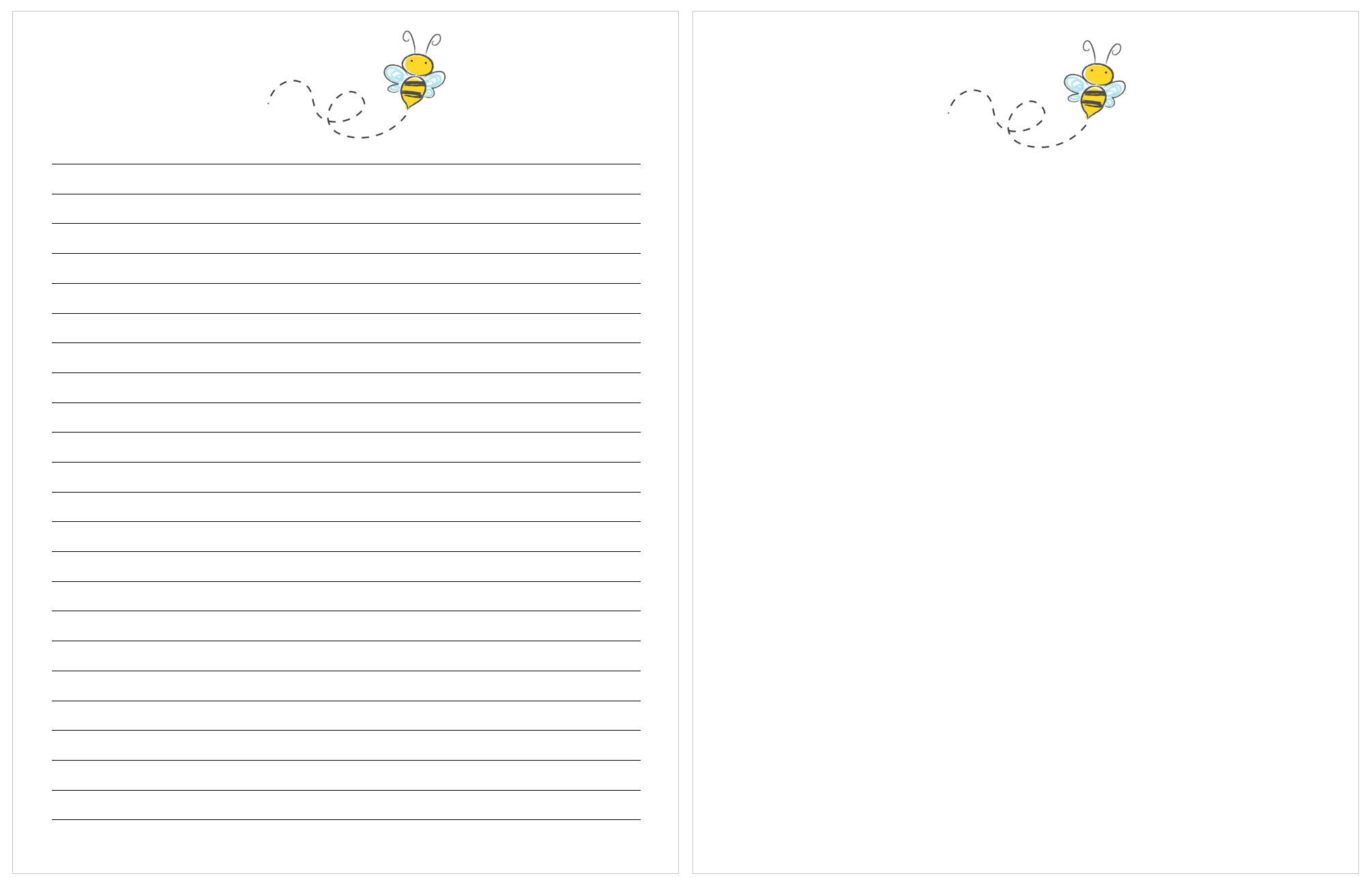 Bee printable stationery paper 8.5x11 Lined | Etsy