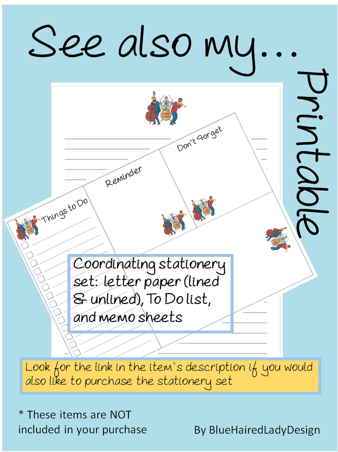 JAZZ BAND #2 Printable Sheet Music Paper | Instant Download | Blank ...