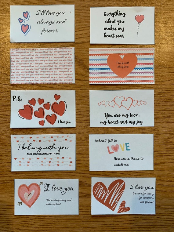 Buy Printable LOVENOTES Mini Cards, Set of 10, Mini Cards, I Love