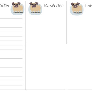Pug Printable Stationery Paper Set to Do Lists &amp; Memo Sheets - Etsy