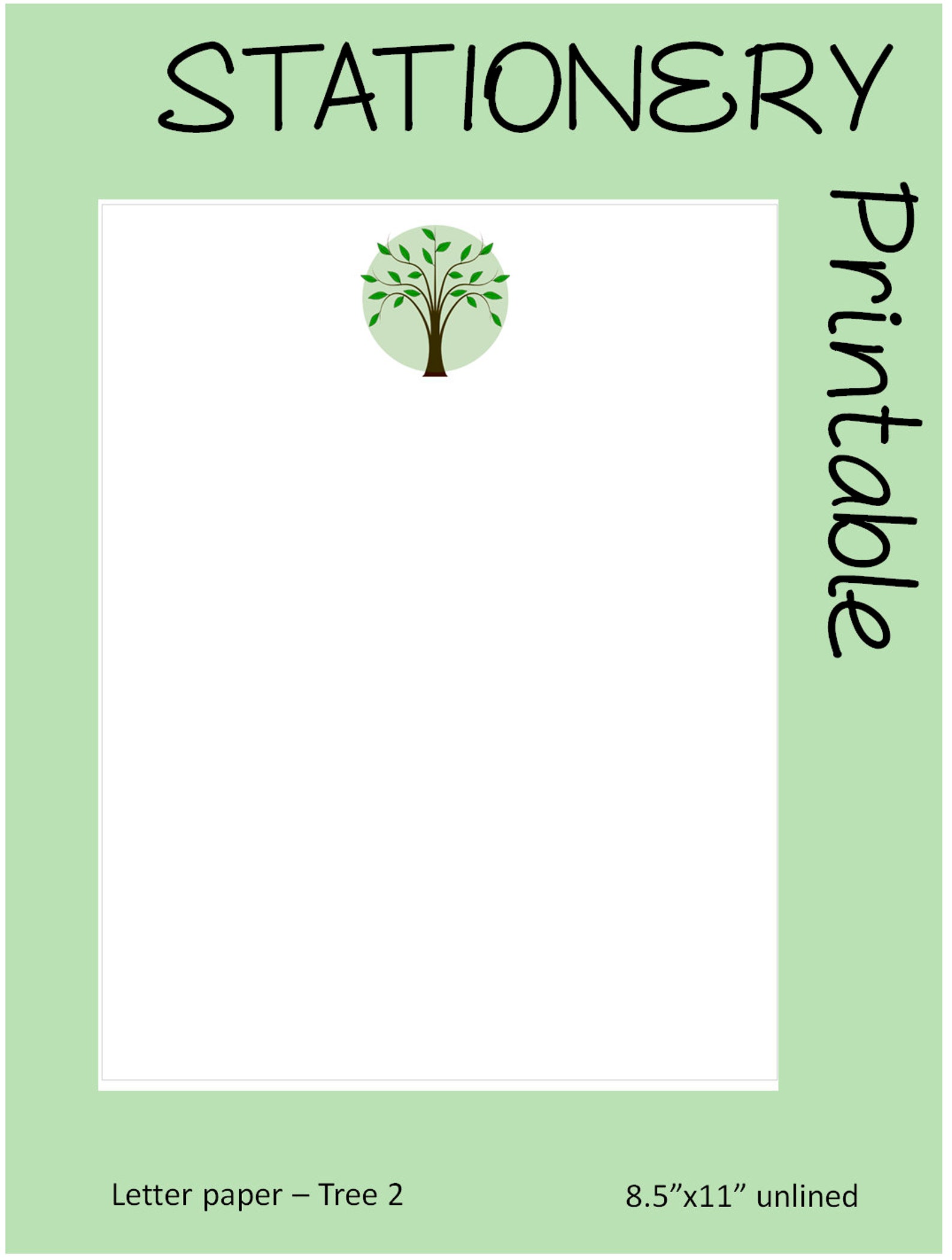 Tree Printable Stationery Paper 8.5x11 Lined Unlined Digital Line Paper