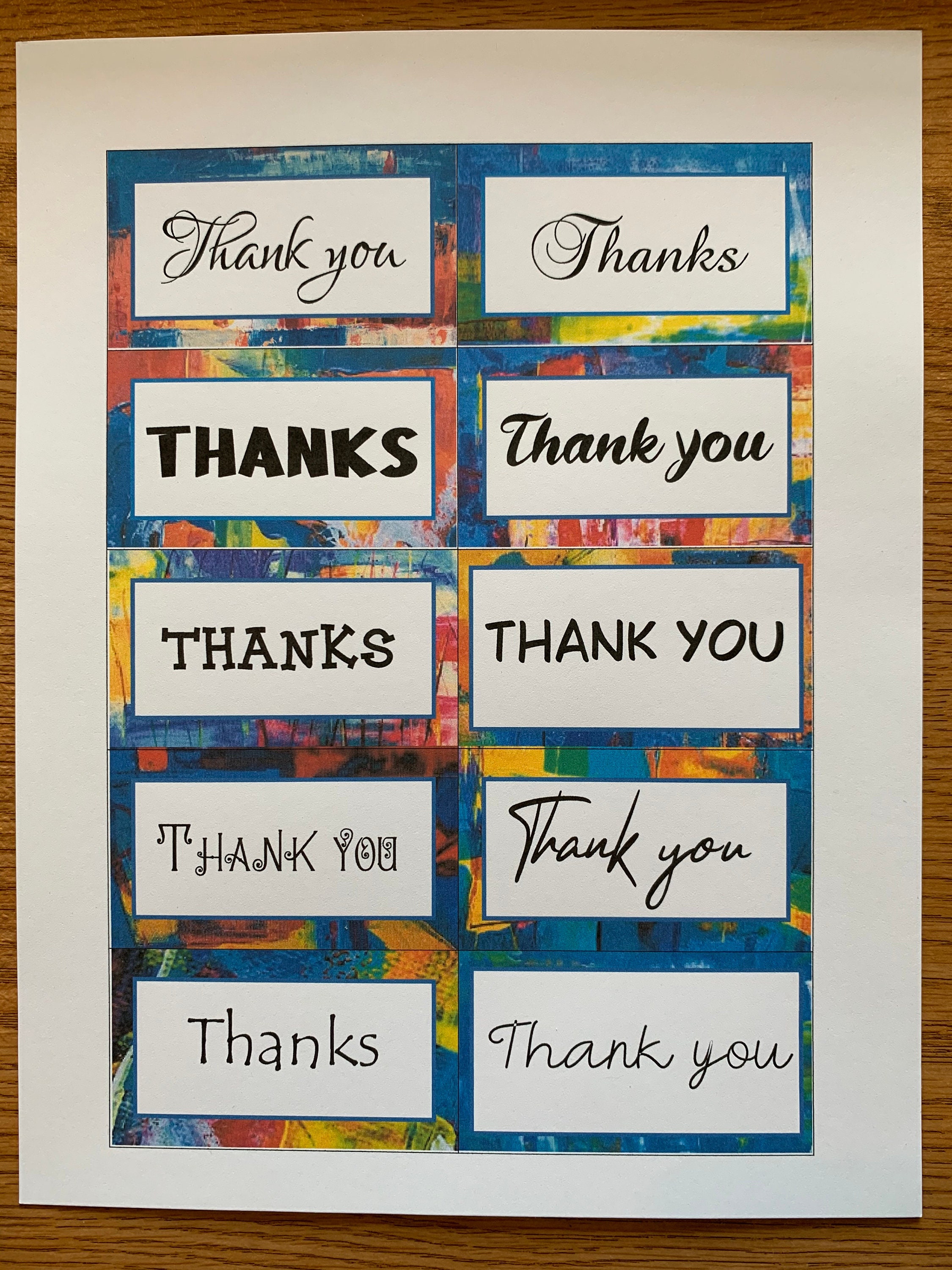 Printable THANK YOU Cards, Set of 10, Mini Cards, Instant Download ...