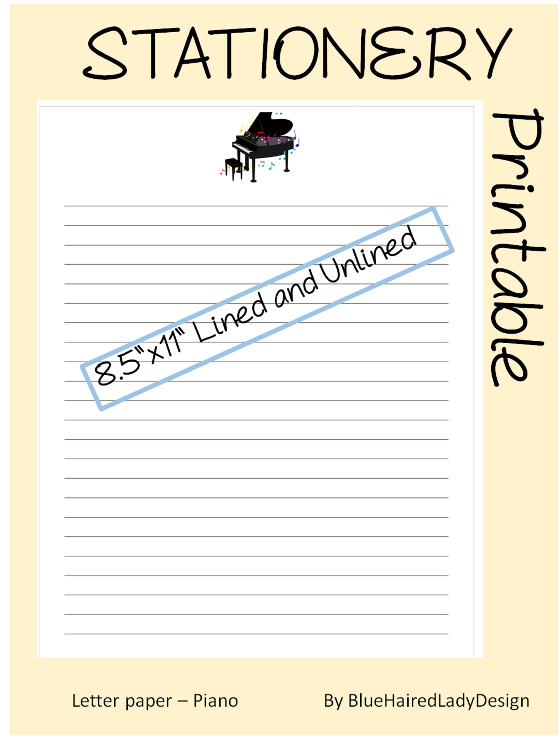 PIANO Printable Stationery Paper Set to Do List &amp; Memo Sheets 6 ITEMS ...