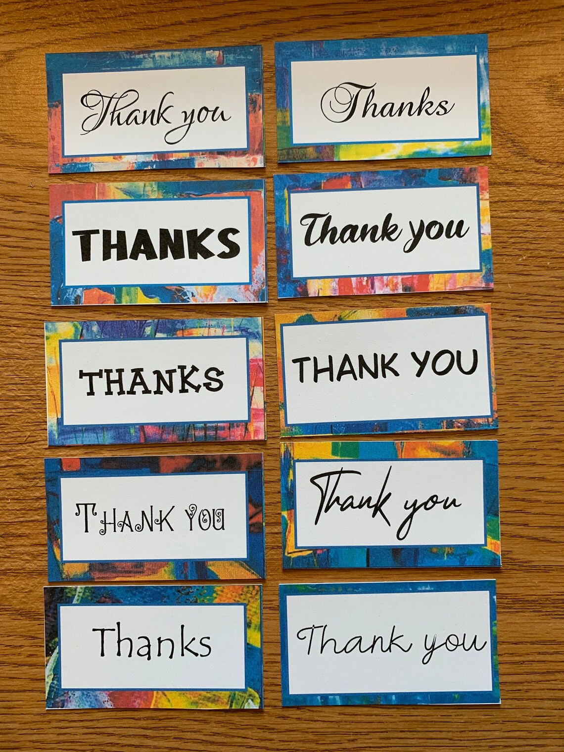 Printable THANK YOU Cards, Set of 10, Mini Cards, Instant Download ...
