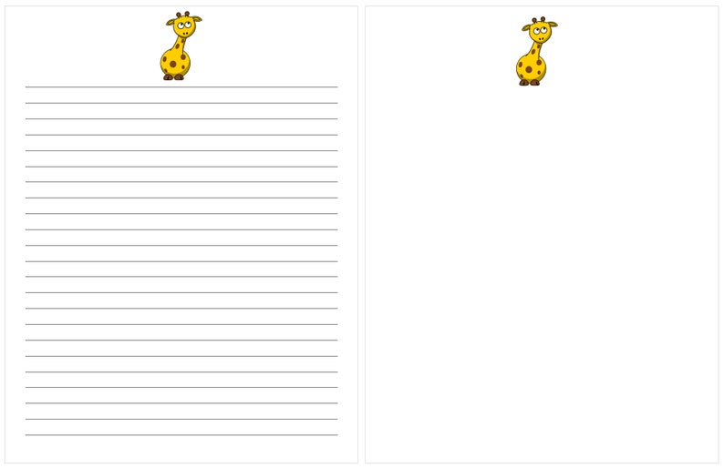 Baby Giraffe Printable Stationery Paper Set Lined Unlined - Etsy