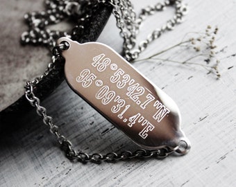 custom coordinates necklace for men custom personalized necklace boyfriend necklace latitude longitude necklace location GPS coordinates