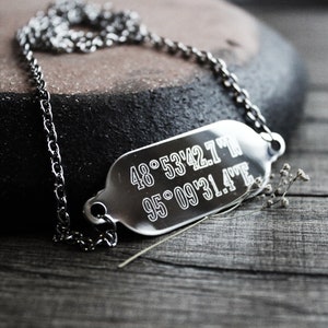 custom coordinates necklace for men custom personalized necklace boyfriend necklace latitude longitude necklace location GPS coordinates image 4