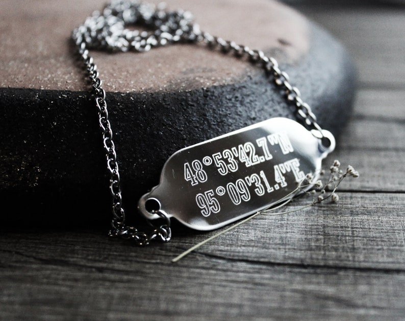 custom coordinates necklace for men custom personalized necklace boyfriend necklace latitude longitude necklace location GPS coordinates image 4