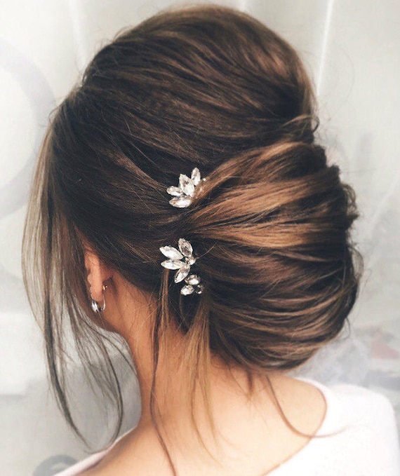3 pc Silver hair pins Wedding Hairpins Hair Accessories with Rhinestone