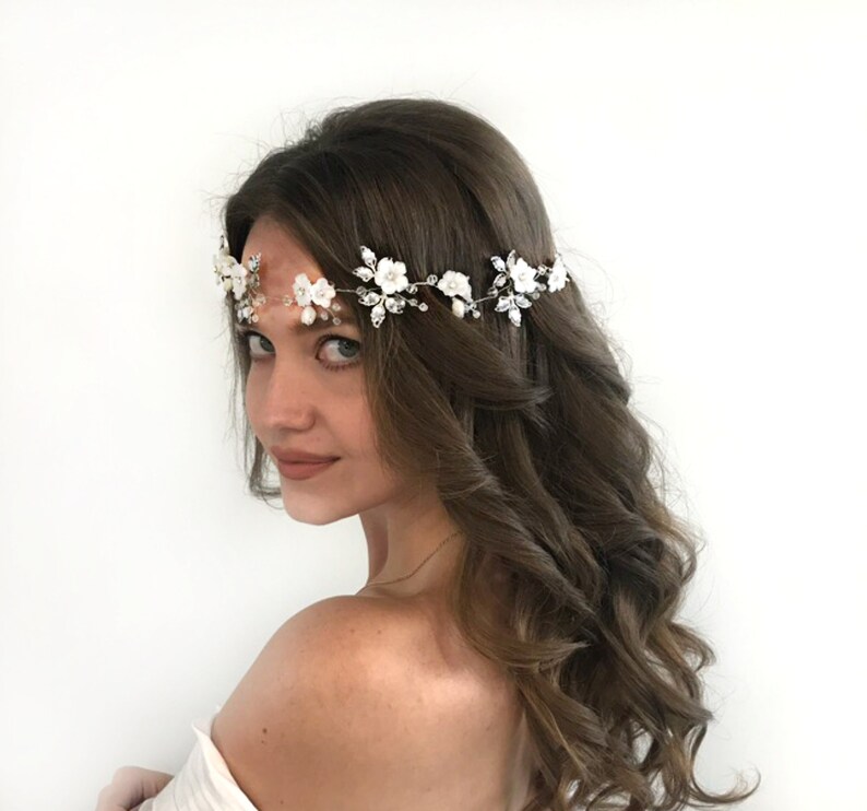 Halo Headpiece Bridal Hair Piece Flower Wedding Hair Vine Etsy
