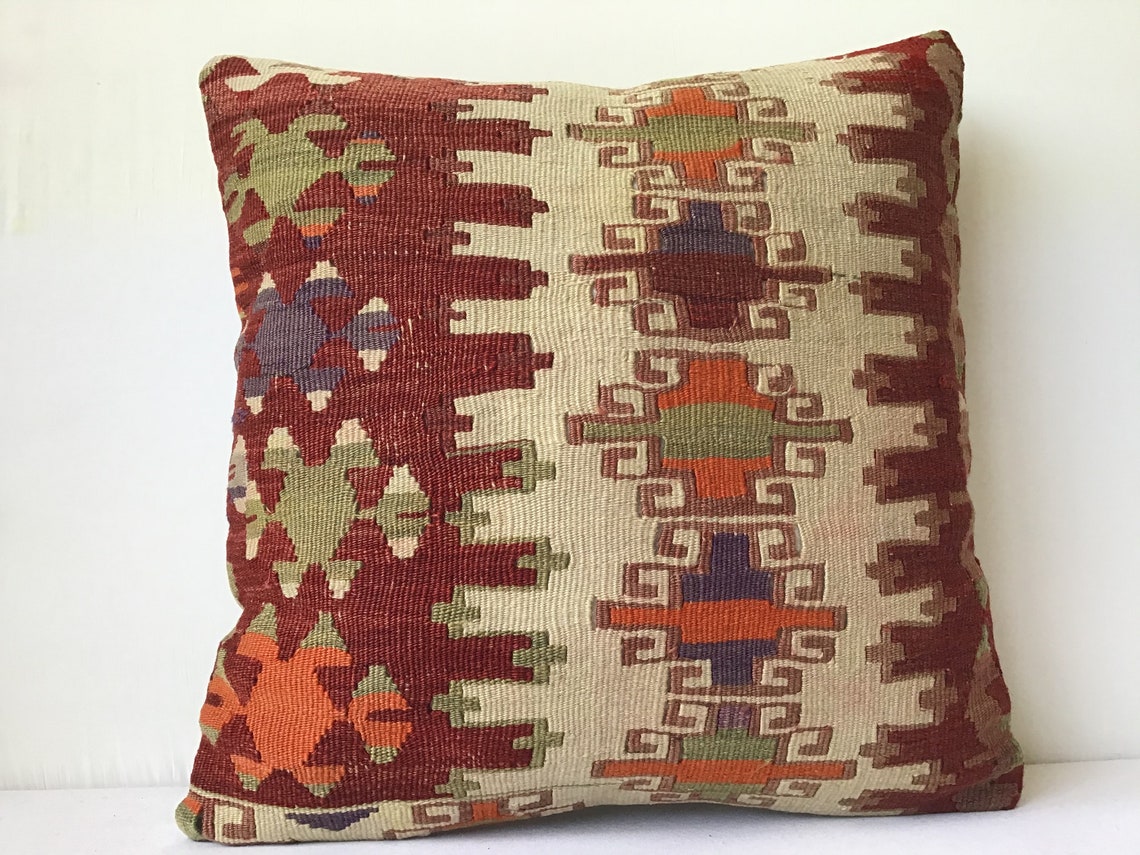 20x20 Inch 50x50 Cm Embroidered Kilim Pillow Kilim Pillows Etsy