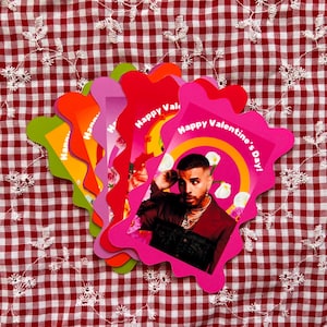 Mini Rauw Alejandro Valentine's Day Cards Pack - Conjunto de 6 cartões fofos e modernos para o dia dos namorados