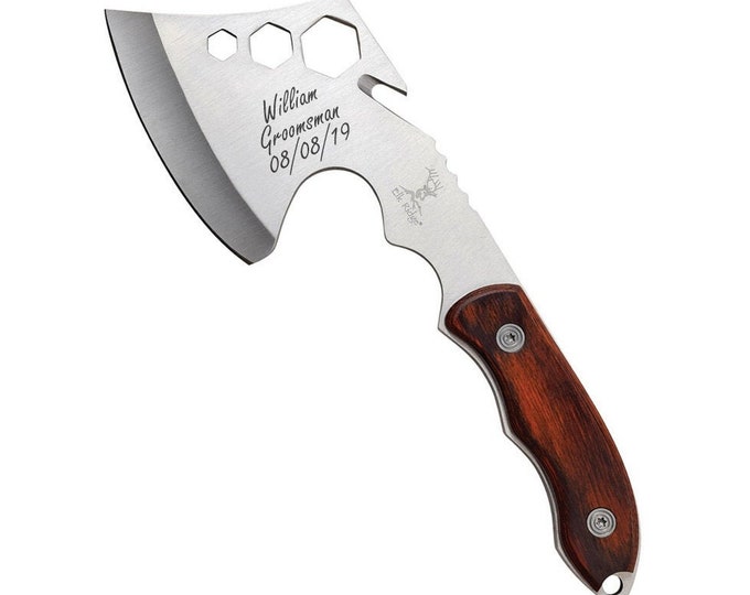 Custom Hand Axe & Sheath Groomsmen Wedding Best Man Birthday Gift Present Wood Engraved