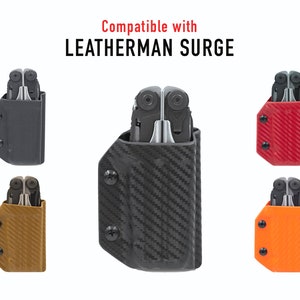 クリップ&キャリー Kydex マルチツールシース LEATHERMAN SURGE用 - 米国製 (マルチツールは付属しません) EDC マルチツールシース ホルダー ホルスター