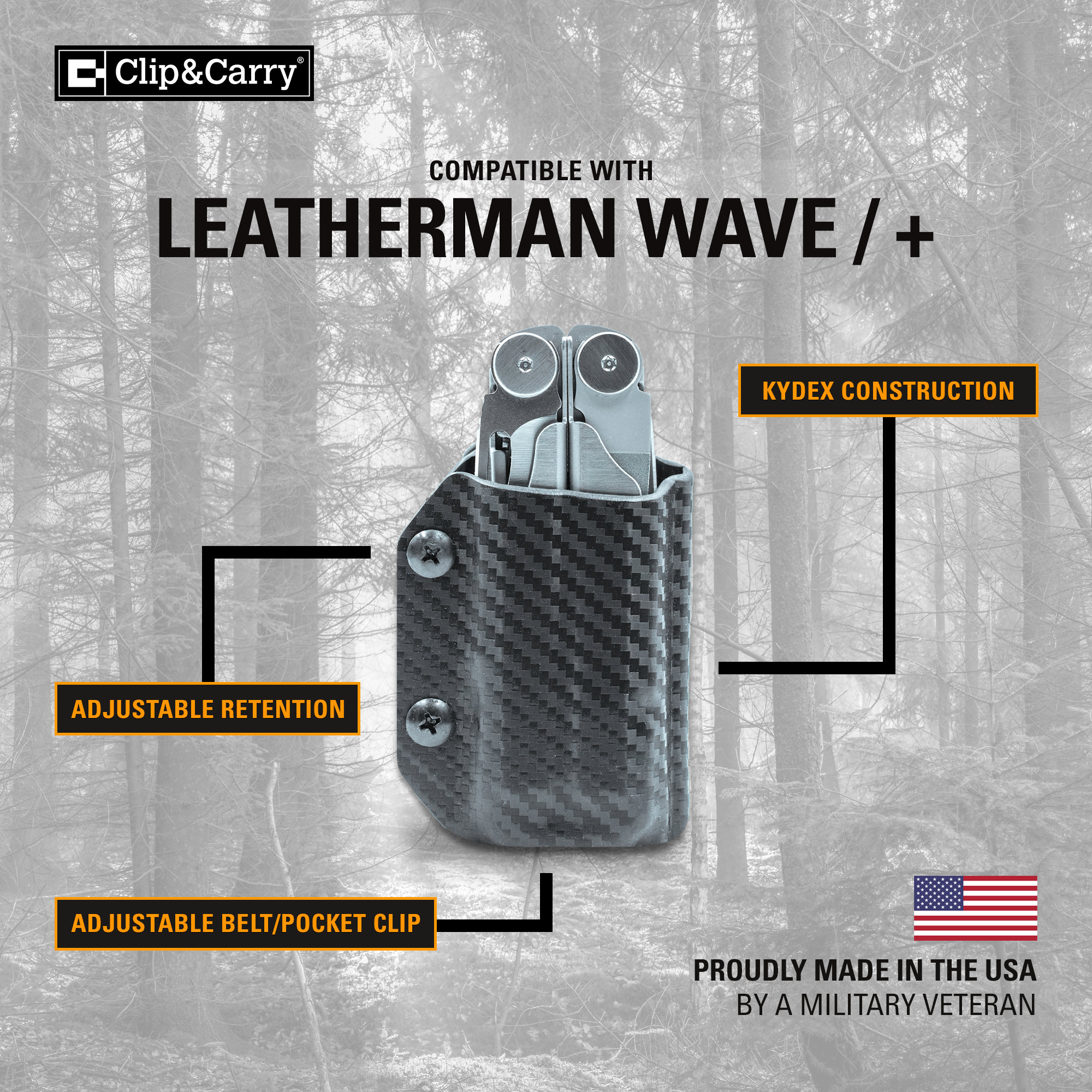 Easy on/off Belt Clip Leatherman wave Multi tool case by Norseman Tactical Durable/Premium/Kydex