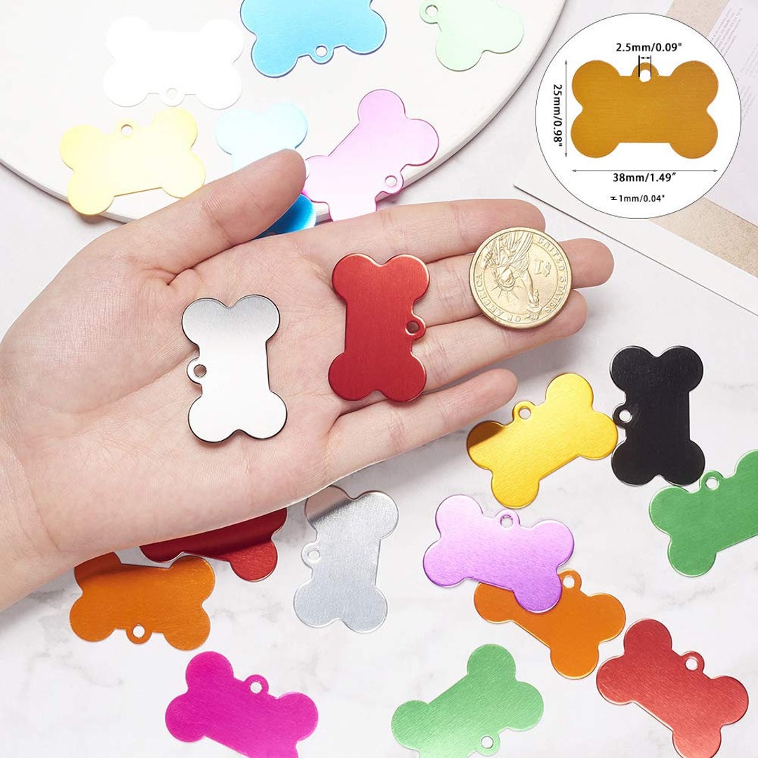 Custom Engraved Bone Pet ID Tag Dog Cat Animal Collar Name - 10 COLORS ...