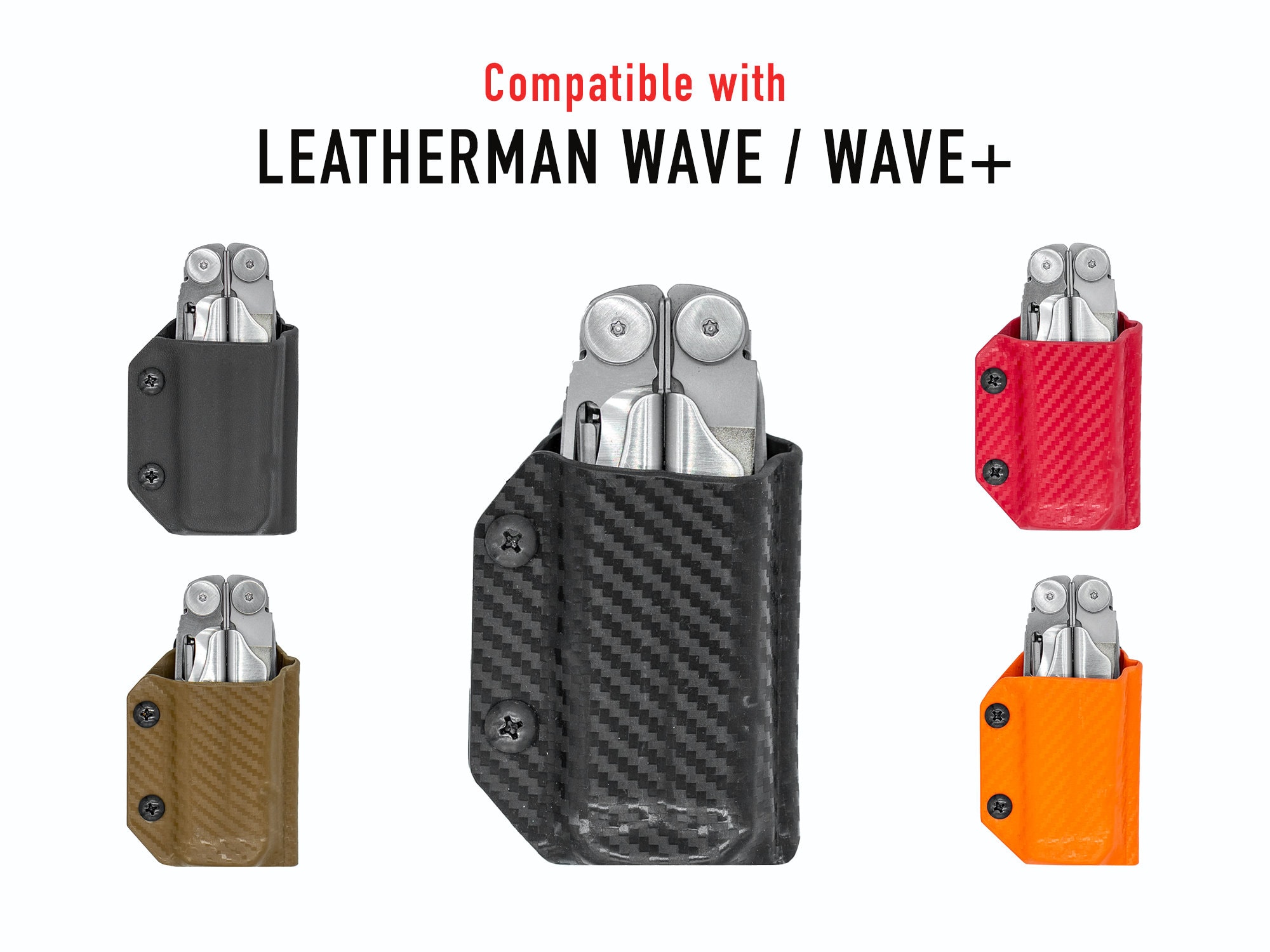 Clip & Carry Kydex Multitool Sheath for Leatherman WAVE / WAVE+ Plus - Made in USA - Edc Tool Sheath Holder Holster (Multitool not included)