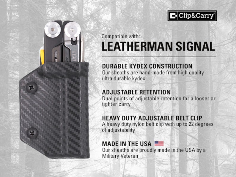 Clip & Carry Kydex Multitool-Hülle Für Das Leatherman-Signal, Hergestellt In Den USA, Multi-Tool-Halter, Holster, Kohlefaser, Orange
