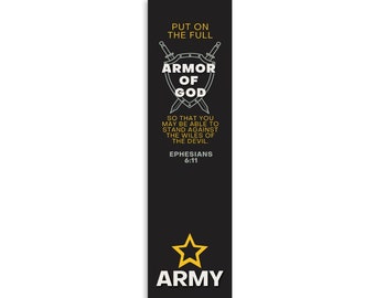 Christian Military Bookmark Packs U.S. Army with Bible Verse Ephesians 6:11 | Put on The Full Armor of God