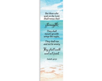 Christian 8'X2' Bookmark with Bible Verse (Isaiah 40:31) Packs | But Those Who Wait On The Lord Shall Renew Their Strength