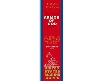 Christian Military Bookmark Packs U.S. Marine Corps with Bible Verse Ephesians 6:11 | Put on The Full Armor of God