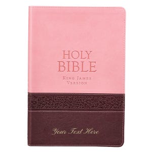 Personalized Custom Text Your Name KJV Large Print Edition Two-Tone Pink/Brown King James Version Custom Made Gift for Baptisms Celebrations
