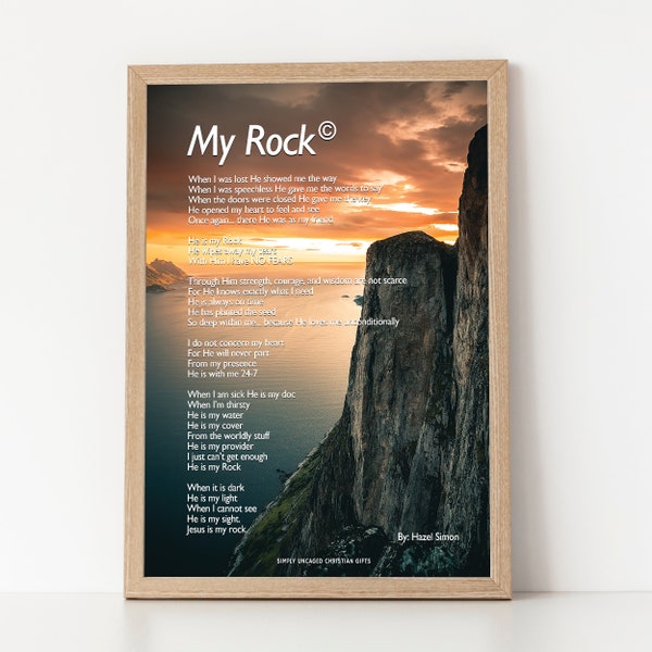 My Rock Christian Printable Poem Gift, My Rock Christian Poem, Digital Inspirational Poem, Digital Download, Digital Poem, Home Decor