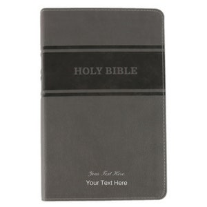 Personalized Custom Text Your Name KJV Deluxe Gift Holy Bible Gray Leathersoft King James Version Custom Made Gift for Baptisms Celebrations