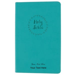 Spersonalizowany niestandardowy tekst Twoje imię Wartość NIV Biblia Thinline Leathersoft Turquoise Nowa międzynarodowa wersja