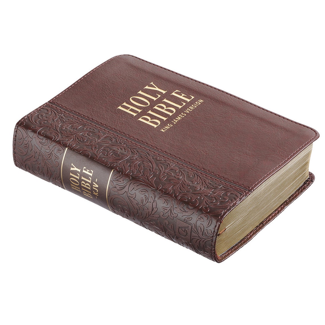 Personalized Bible KJV Brown Faux Leather Small Compact Small Etsy