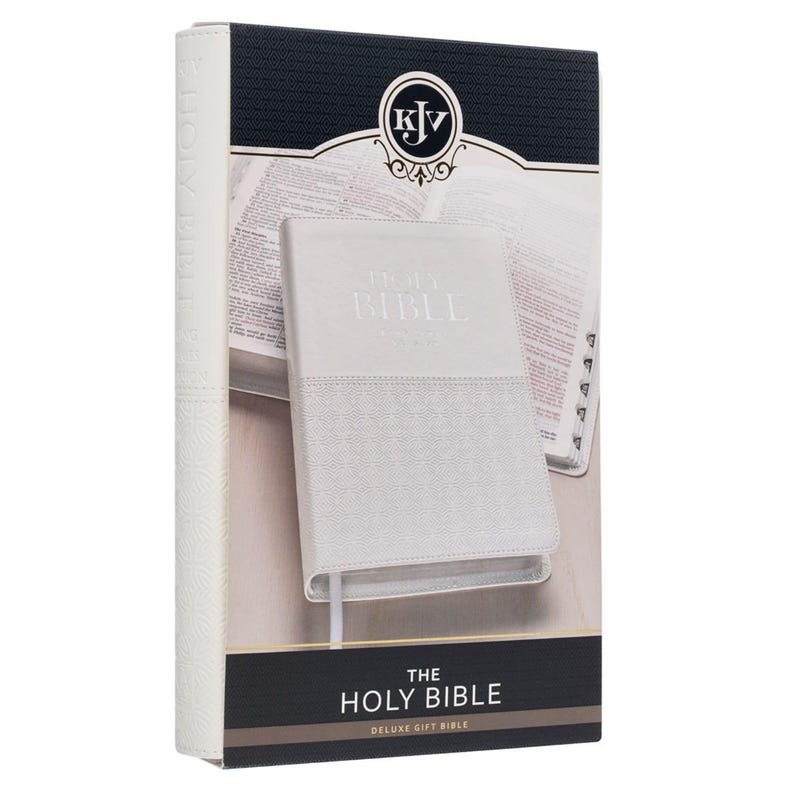 Personalized Custom Text Your Name KJV Indexed White Gift Holy Bible ...
