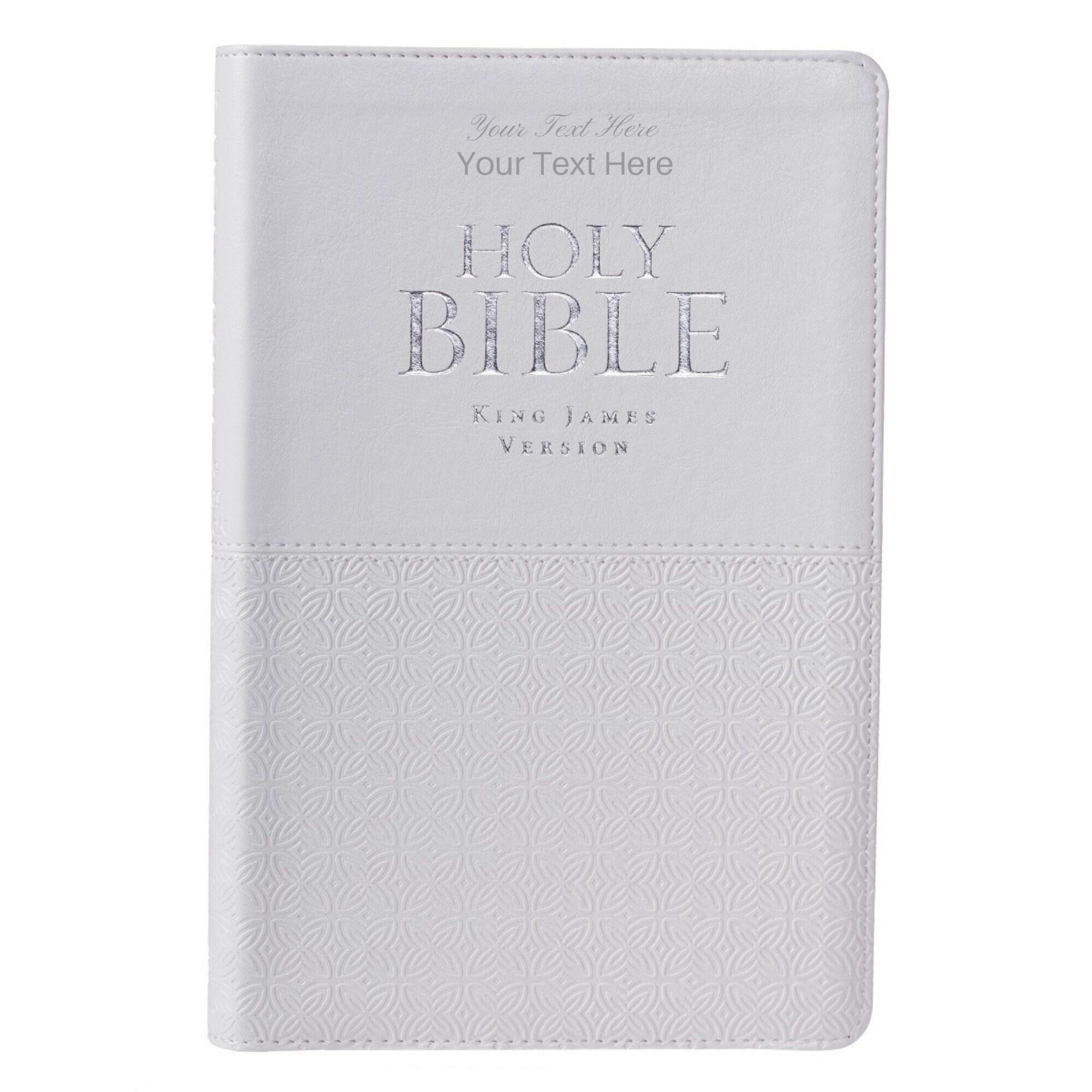 Personalized Custom Text Your Name KJV Indexed White Gift Holy Bible ...