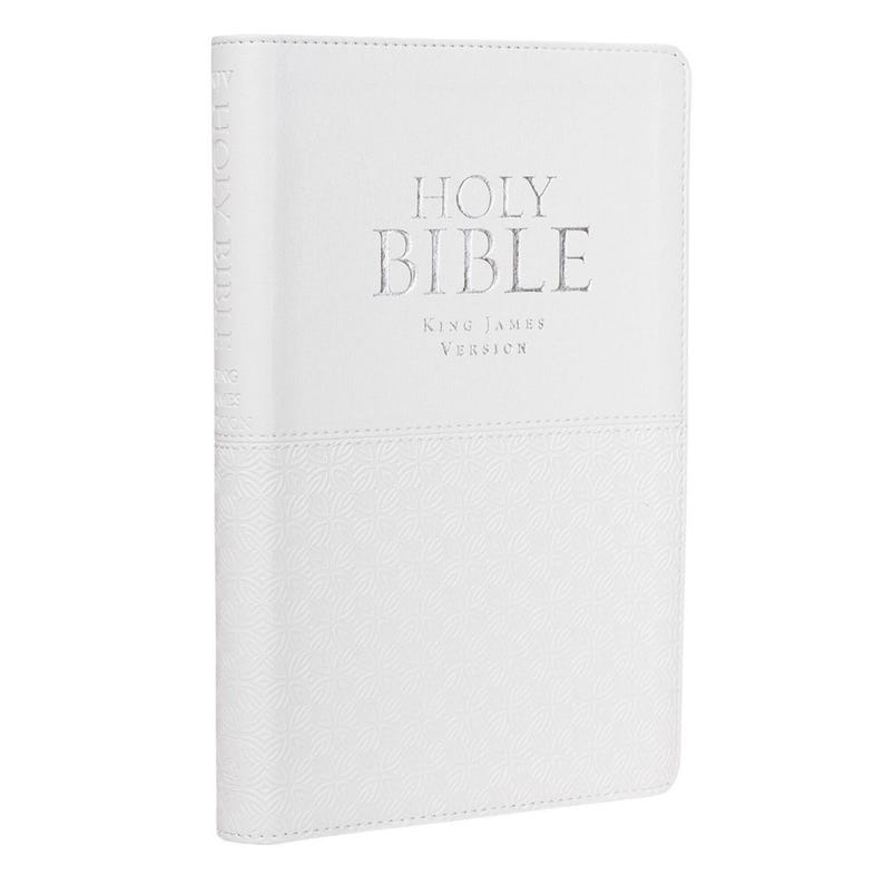 Personalized Custom Text Your Name KJV Indexed White Gift Holy Bible ...