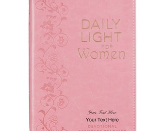 Personalized Devotional Daily Light for Women Pink Faux Leather Custom Made Gift for Baptisms Christenings Birthdays Celebrations Holidays