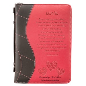Personalized Bible Cover For Women Love Pink Faux Leather Christian Gift for Mother, Sister, Daughter, Grandma, Granddaughter