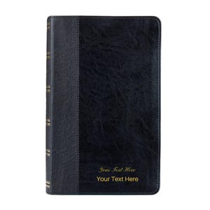 Personalized Custom Text Your Name KJV Giant Print Thumb Index Two-Tone Black Bible King James Version Custom Made Gift for Celebrations