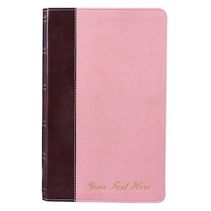 Personalized Bible KJV Holy Bible Giant Print Standard Bible Pink and Brown Faux Leather w/Ribbon Marker