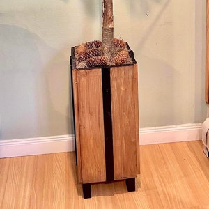 Contemporary Wood Vase with Artificial Faux Monstera Plant - Large Statement Piece