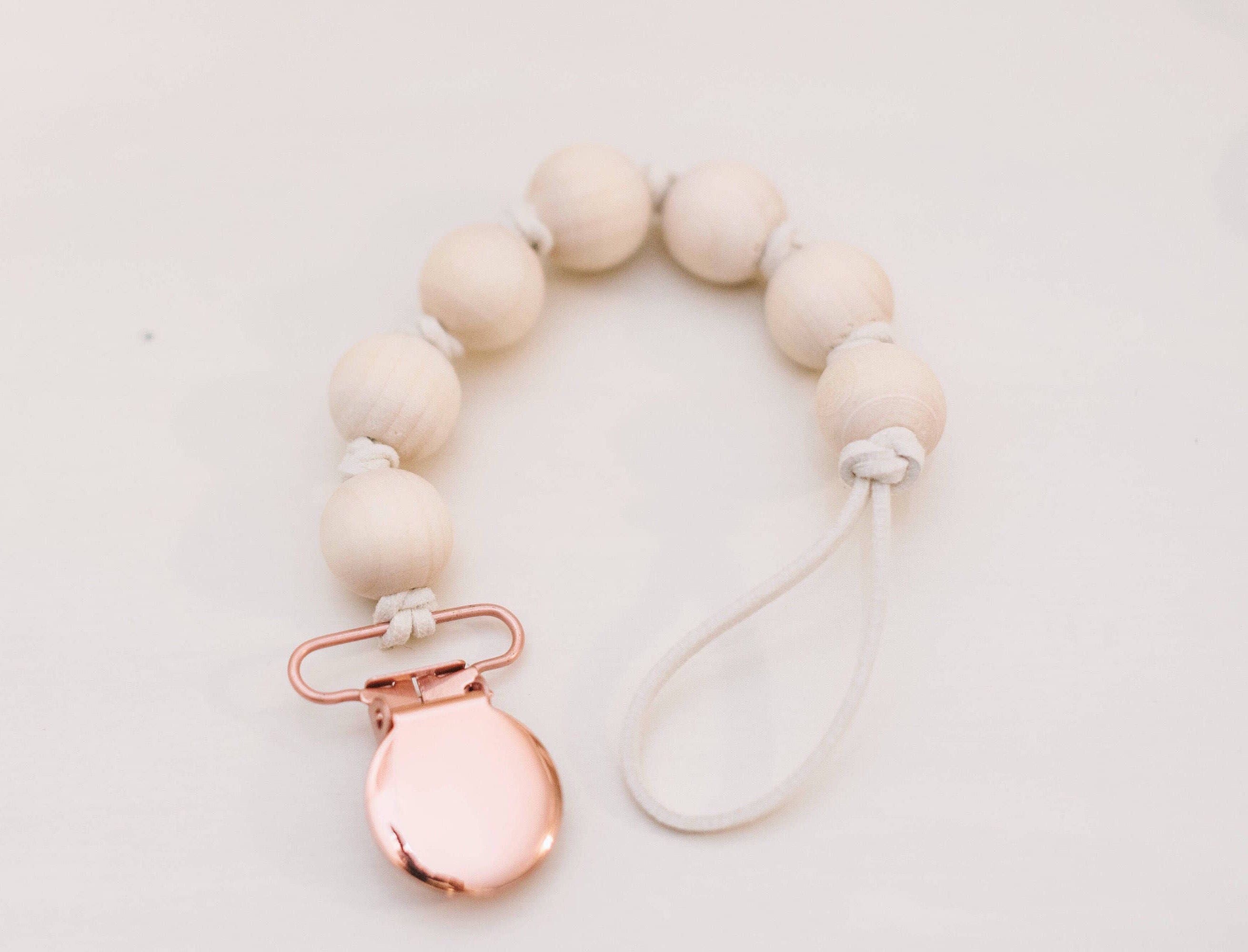 Rose Gold London Pacifier Clip Teether Clip Wooden and Faux Etsy